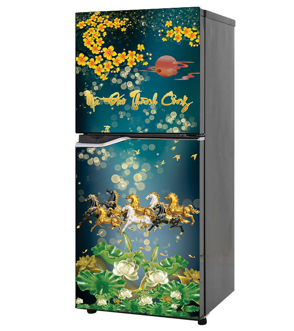 Decal cao cấp chống thấm dán tủ lạnh - Mẫu Xuân 2023