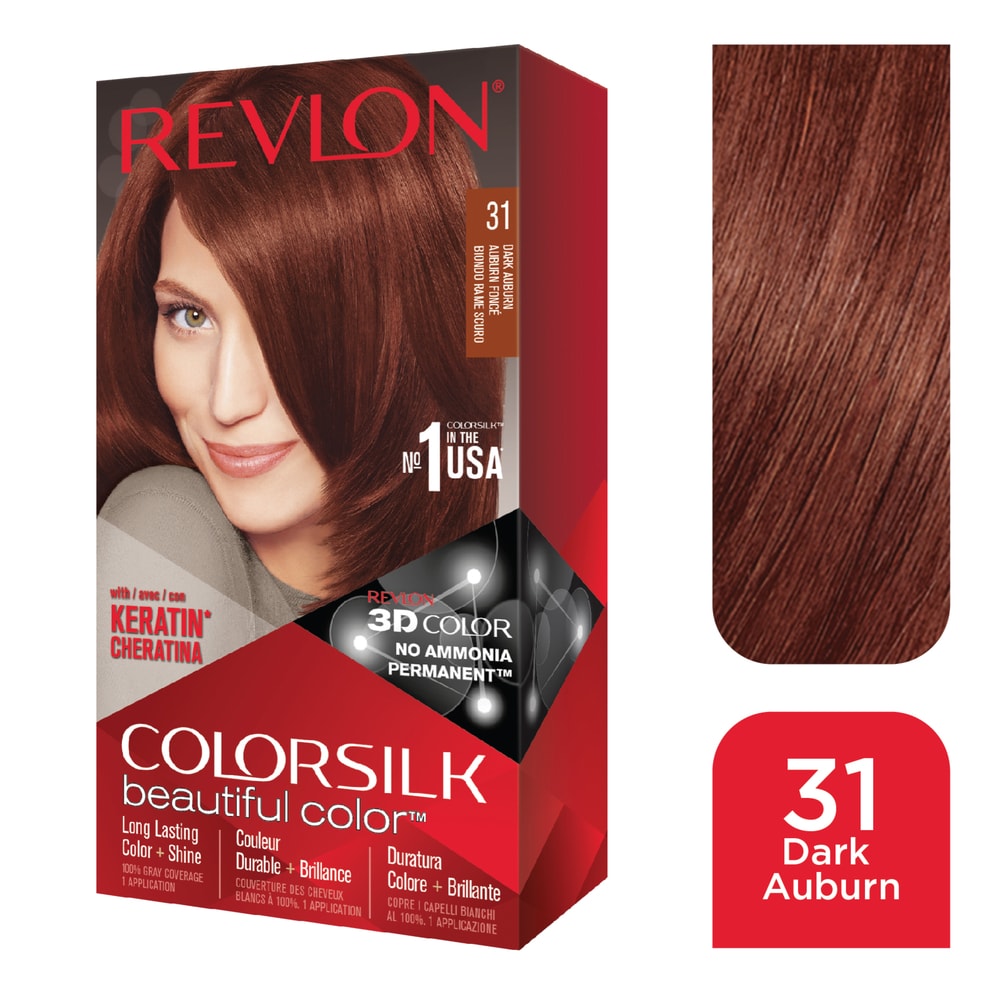 Dyed silver covering Revlon number 31-red brown dark