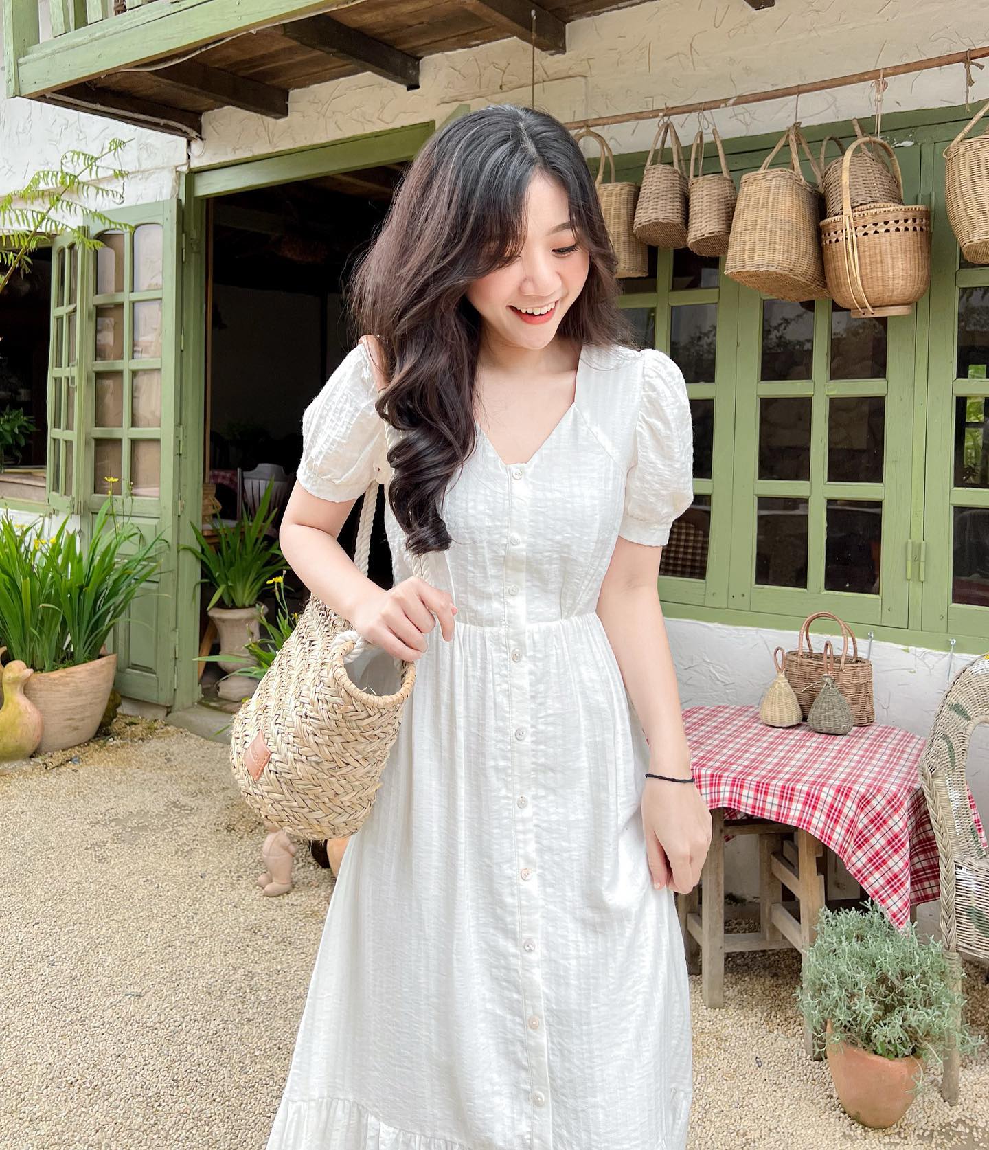 Đầm NAMIA - Đầm cổ tim dáng midi