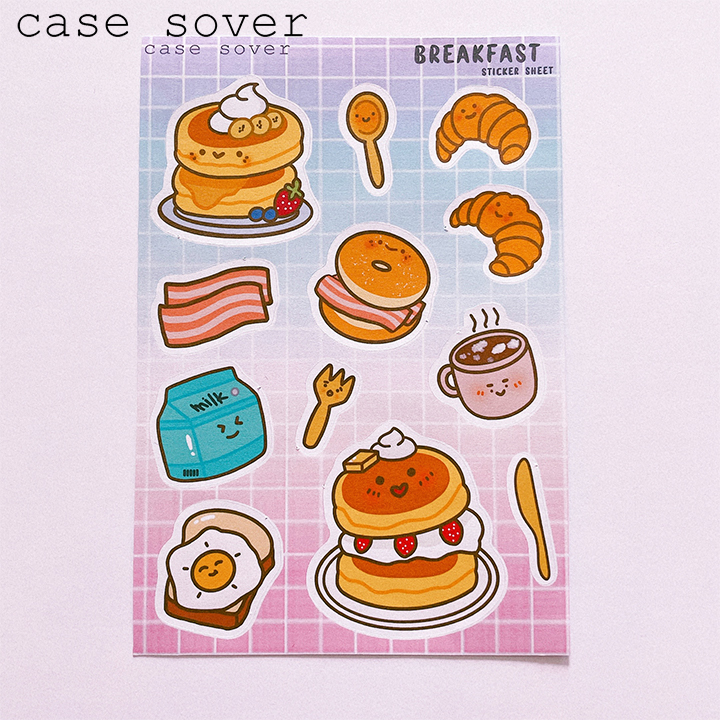 Set Sticker Sheet chủ đề Breakfast trang trí Planner - Case Sover