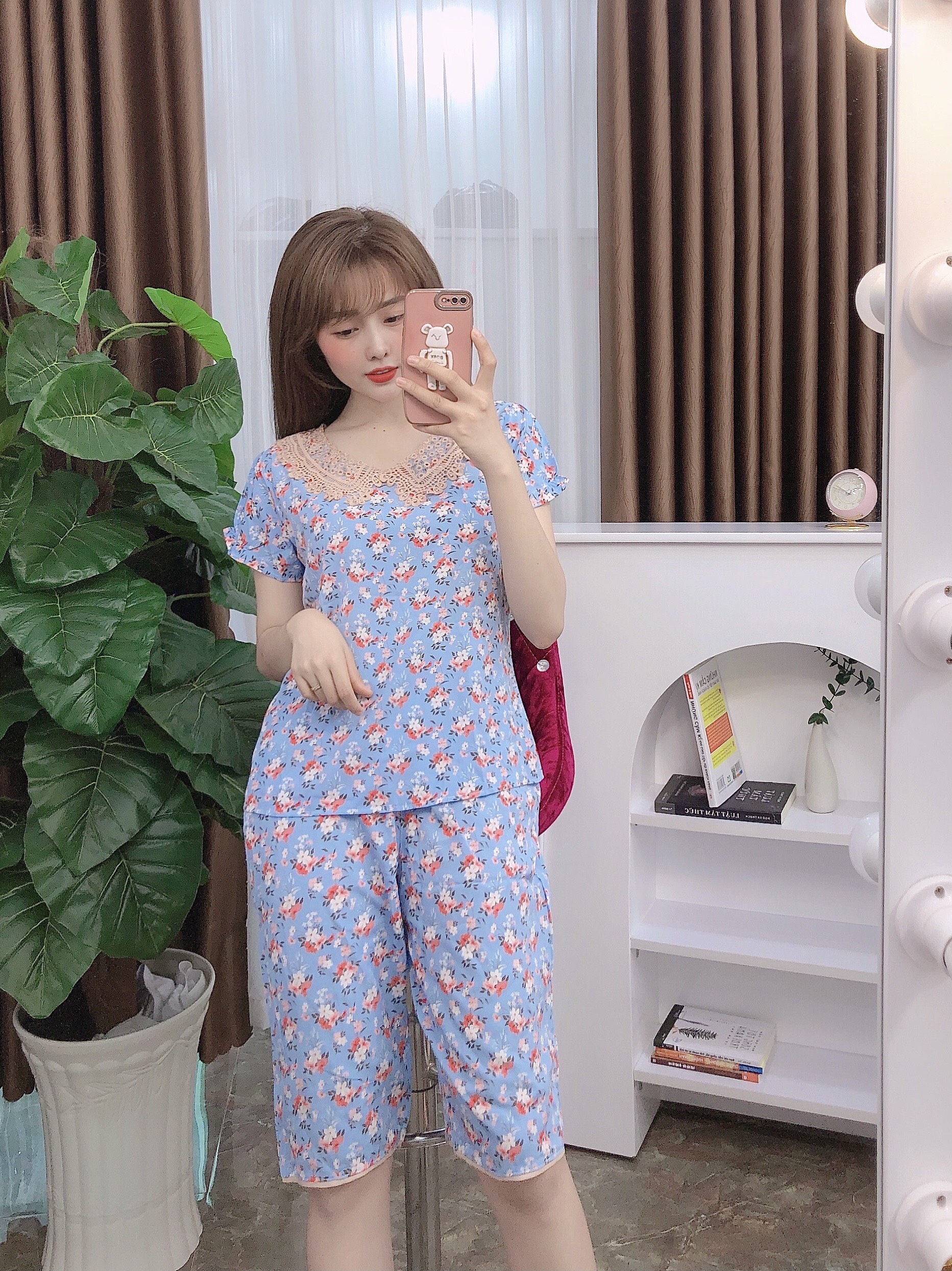ĐỒ BỘ NỮ MẶC NHÀ FORM QUẦN LỬNG CHẤT LỤA NK MỀM MÁT XỊN XÒ
