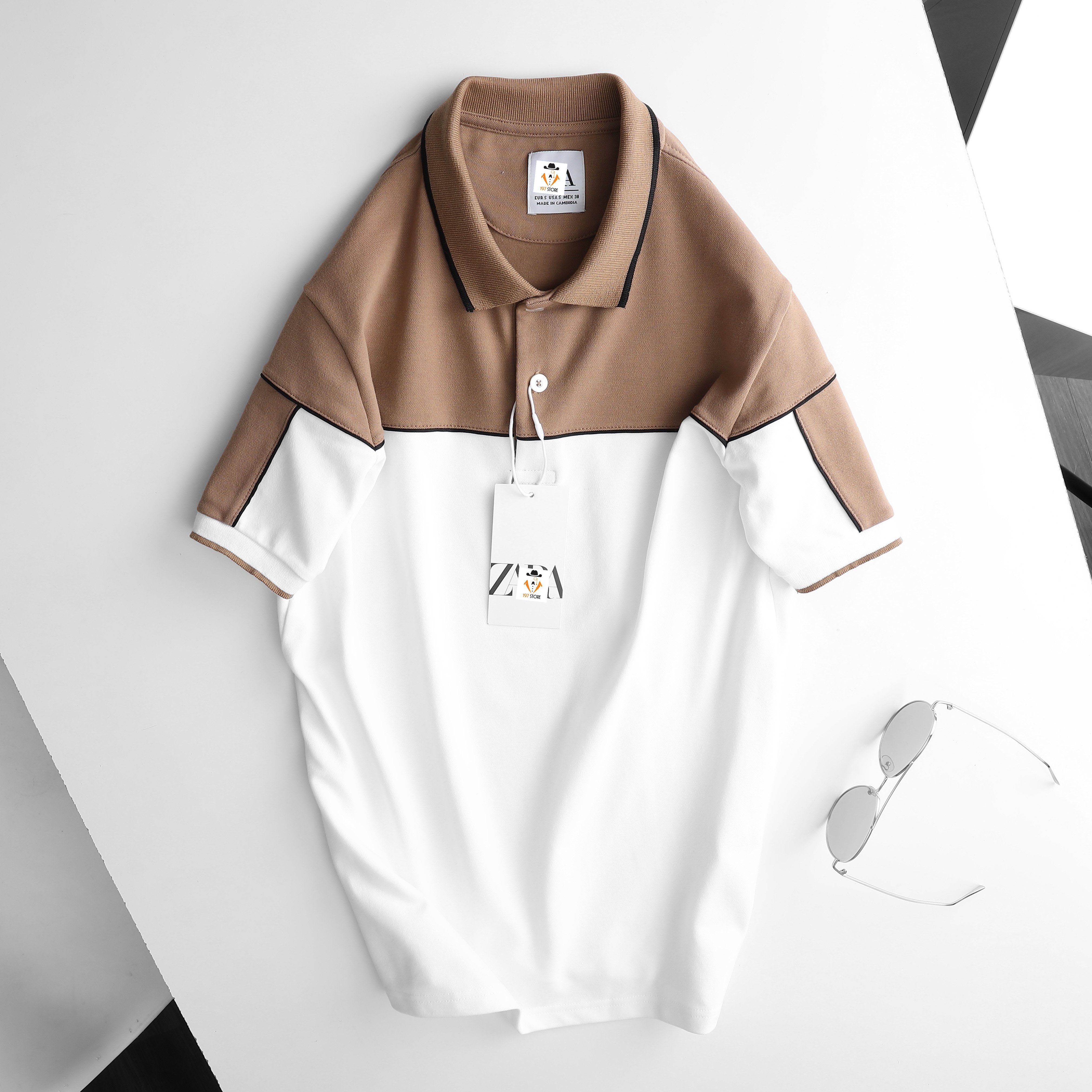 Áo thun polo nam có cổ Zara