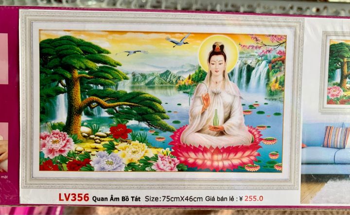 Tranh đính Đá Phật Quan âm DF2288 Kích Thước: 61X85 Cm