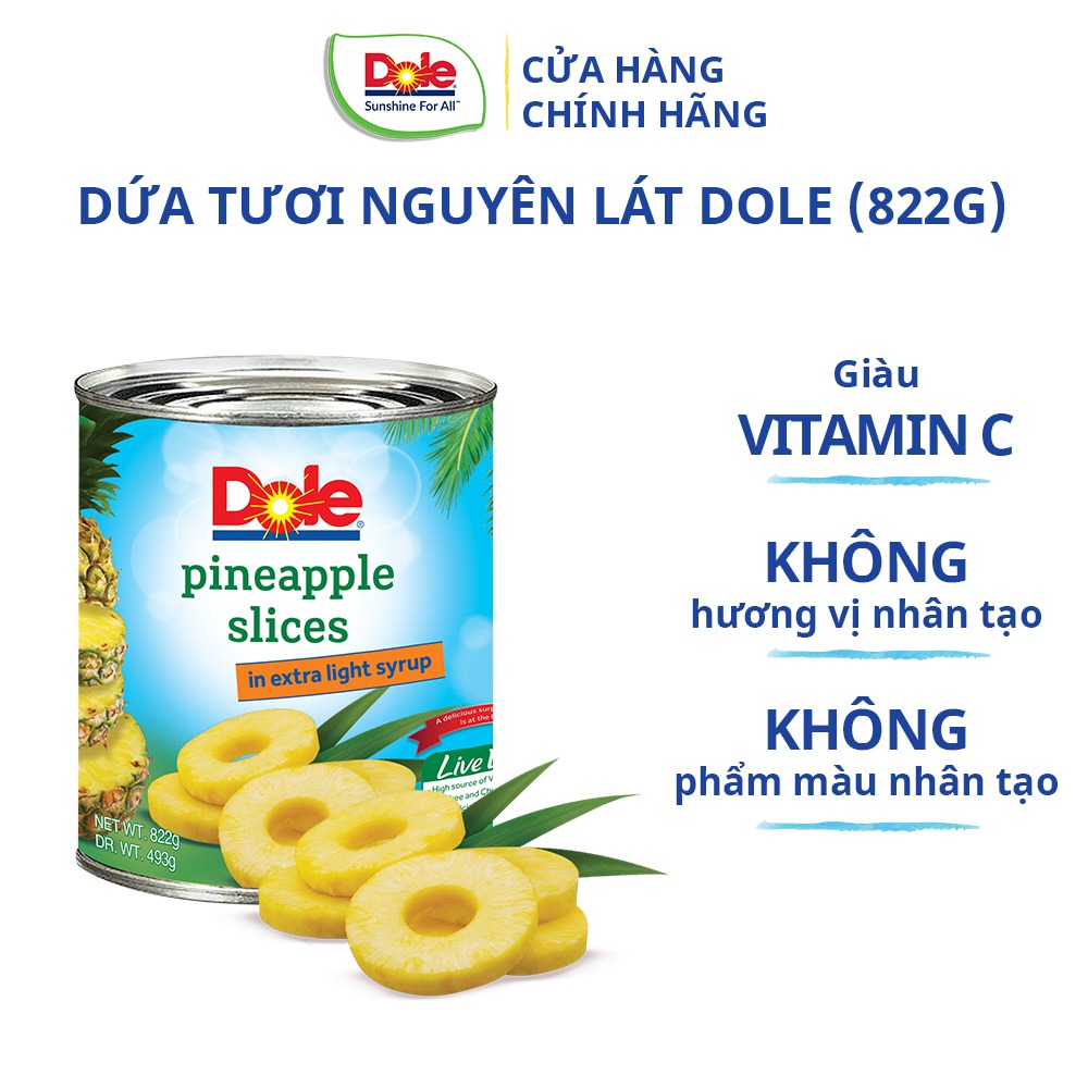 [MUA 2 GIẢM 9%][VOUCHER 50K ĐƠN 209K]Dứa Tươi Nguyên Lát Dole (822g)