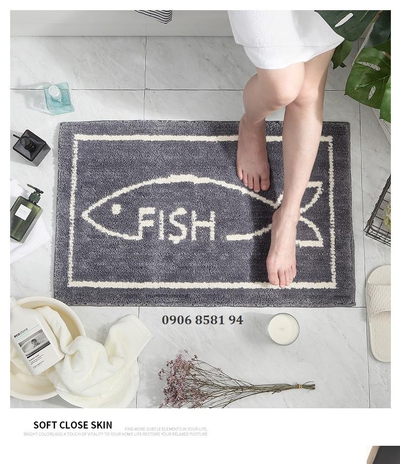 [HCM]THẢM CHÙI CHÂN HÌNH CÁ - THẢM LEN MỀM MỊN -SIZE 40*60 CM