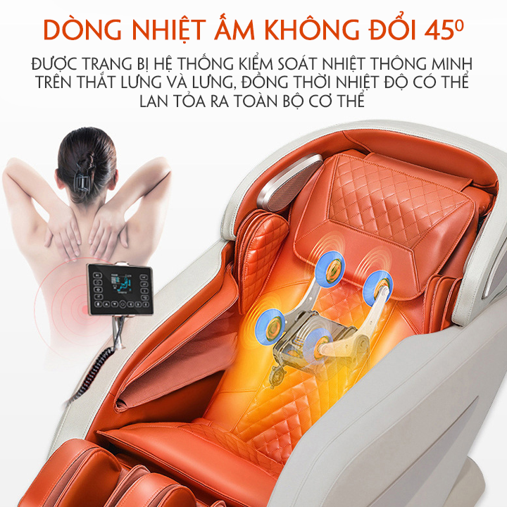 Ghế massage toàn thân 4D cao cấp trục SL con lăn di động công nghệ Ai, Máy massage cao cấp màn hình cảm ứng động cơ vĩnh cửu