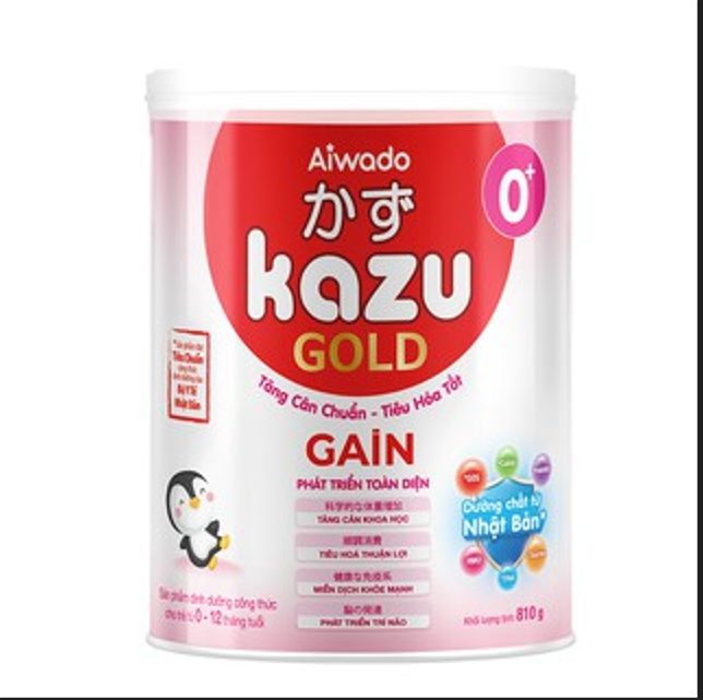 Sữa bột Aiwado Kazu Gain Gold 0+ lon 810gram