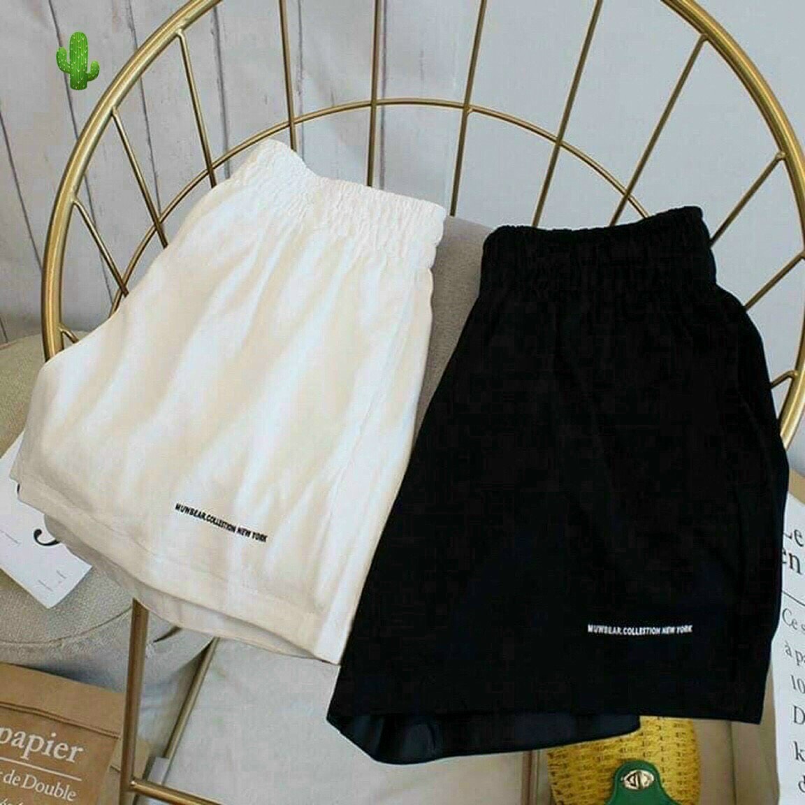 Quần short đũi thêu chữ mát mịn mặc ở nhà ttpk0206