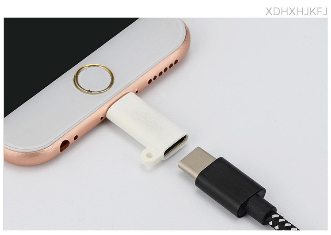 Đầu chuyển đổi từ USB Type C sang Lightning (Móc chống rơi - Đen)