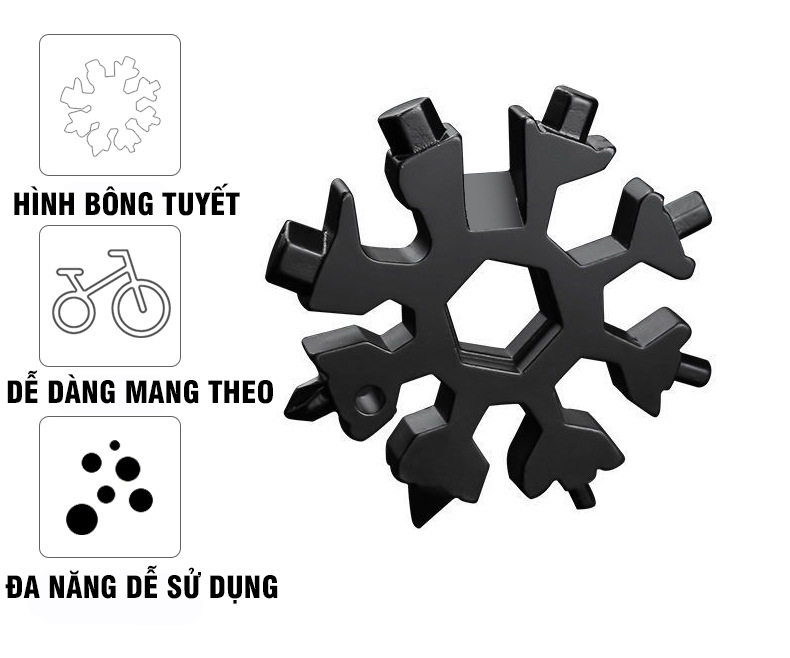 Móc Khóa Hình Bông Tuyết Cờ Lê Đa Năng Tích Hợp 18 Đầu Trong 1 Tiện Lợi Nhỏ Gọn Thông Minh