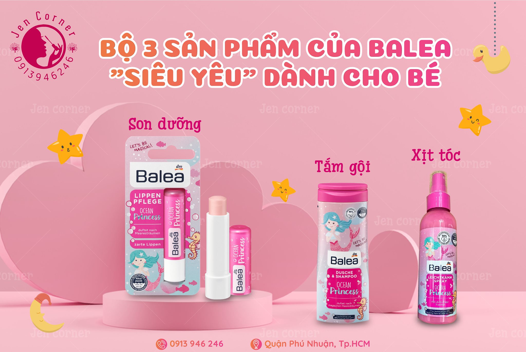 [Có sẵn] Bộ gội xả xịt tóc cho bé Balea Ocean Princess - đức