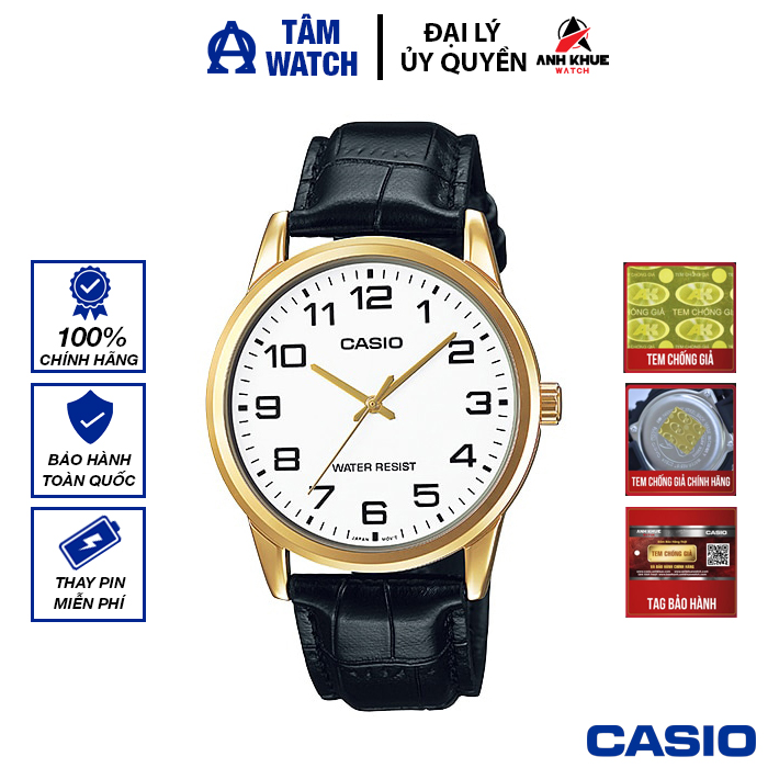 Đồng hồ nam dây da casio standard chính hãng anh khuê mtp-v001gl-7budf
