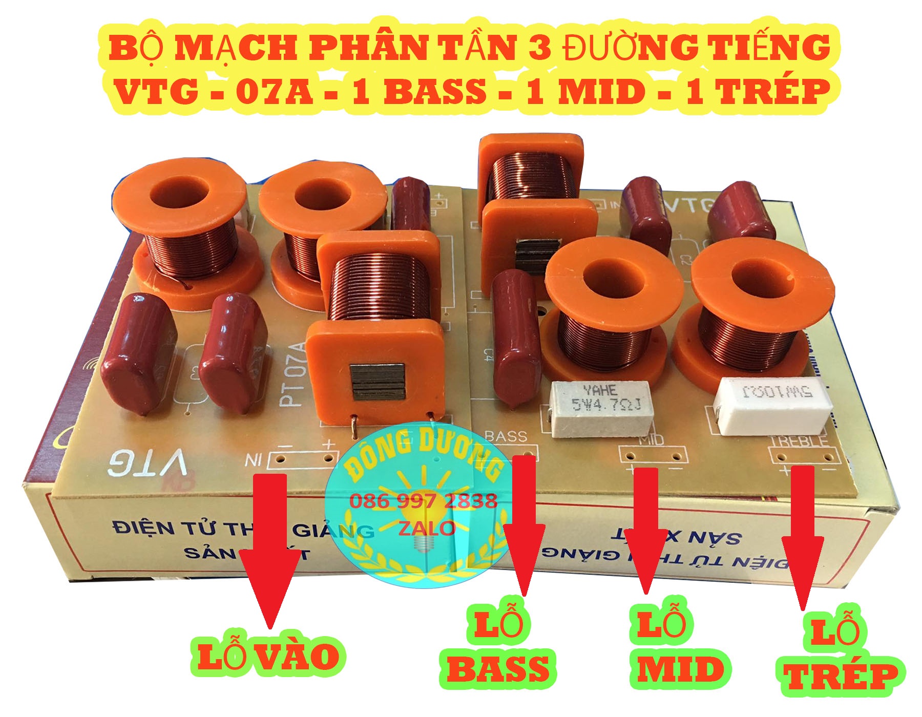 Bộ 02 mạch phân tần 3 đường tiếng vtg - 07a - dùng cho 1 bass - 1 mid - 1 trép - phân tần 3 loa