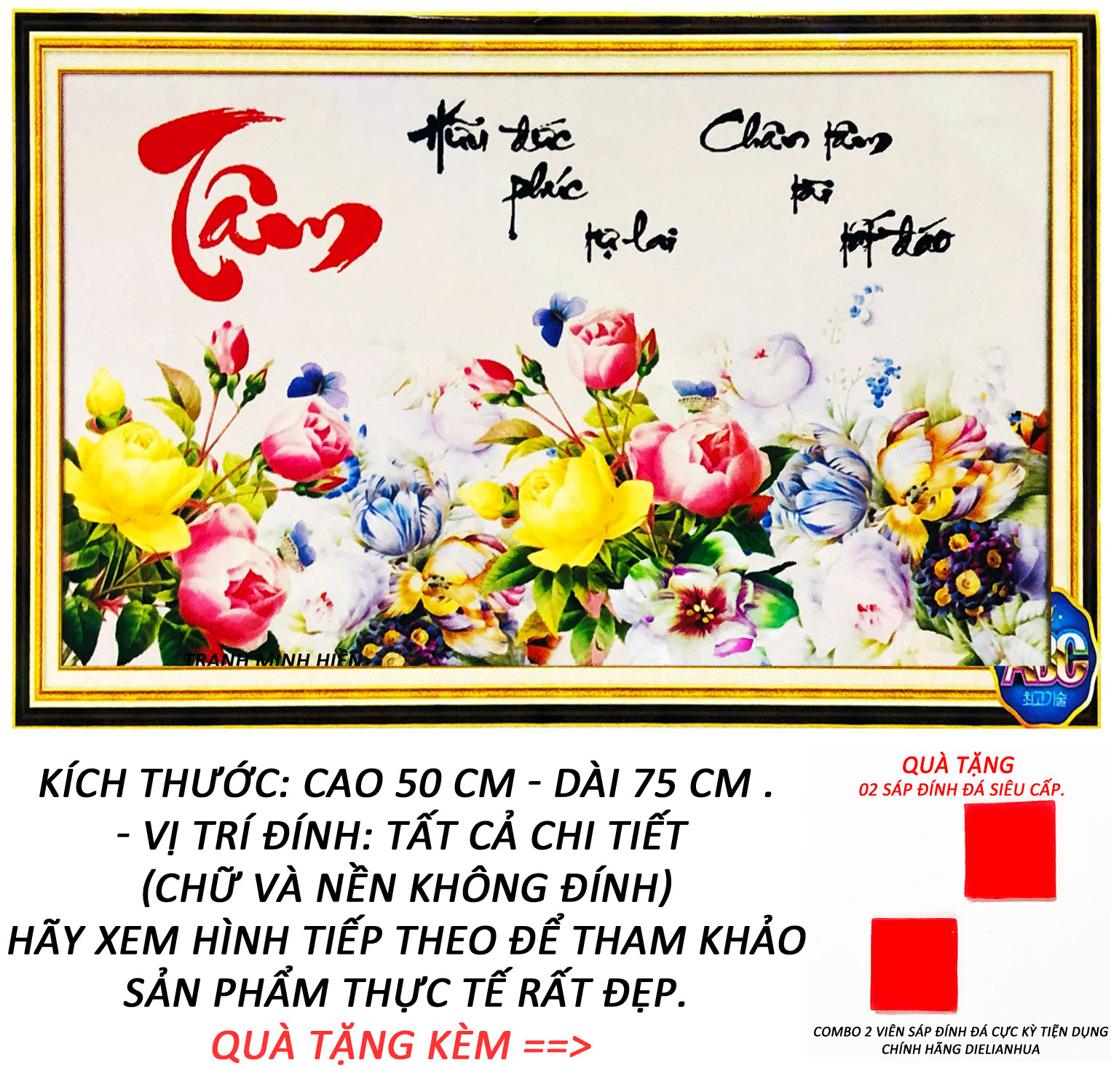 Tranh Đính Đá 5D - Chân Tâm Tài Tất Đáo 39 - Tranh Minh Hiền (TỰ ĐÍNH ĐÁ)