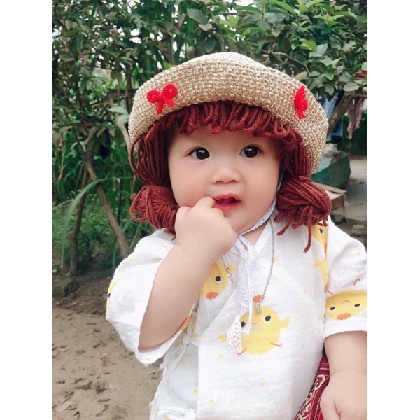 Nón Tóc Giả Cho Bé Gái