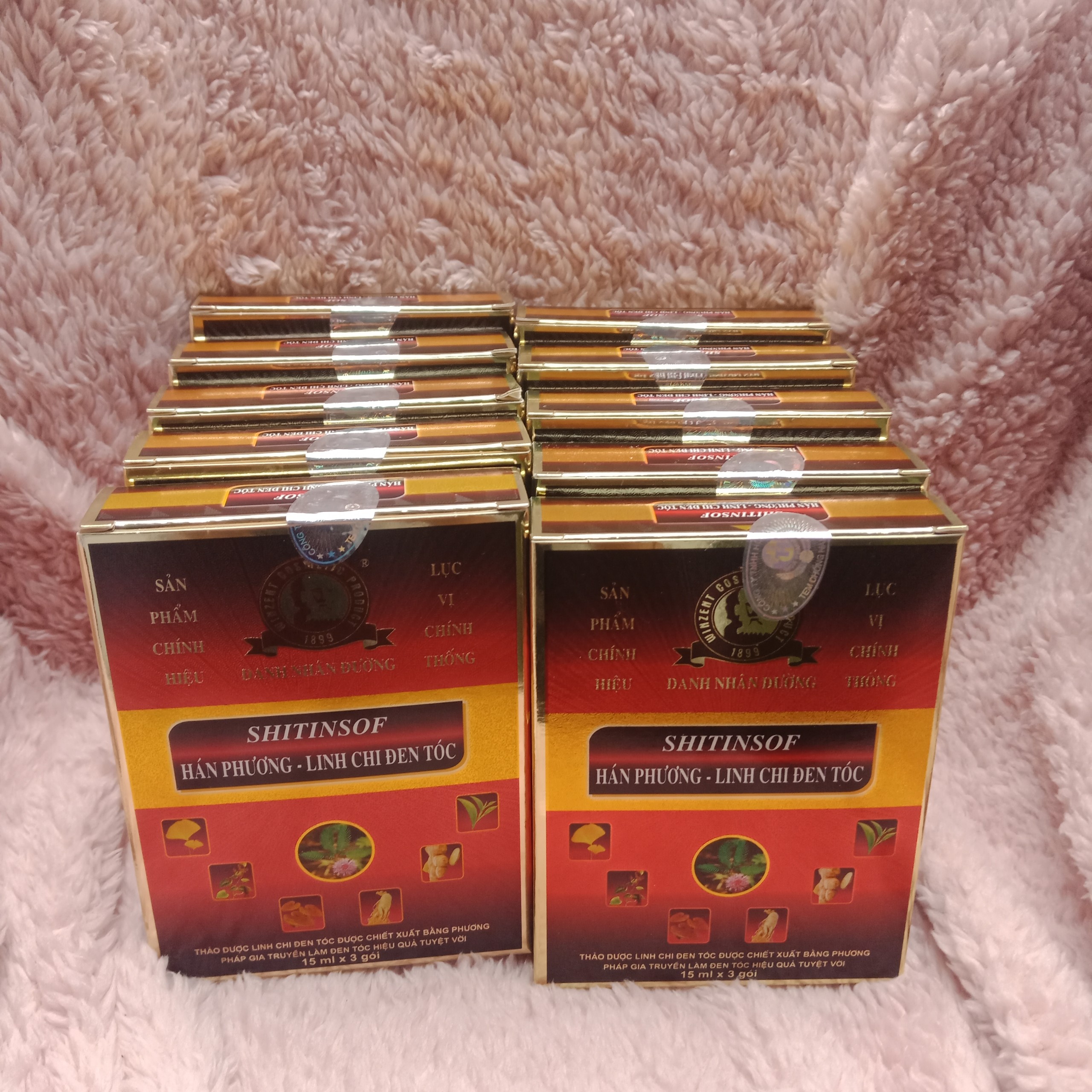 Combo 10 hộp Dầu gội SHITINSOF Hán Phương Linh Chi Đen Tóc