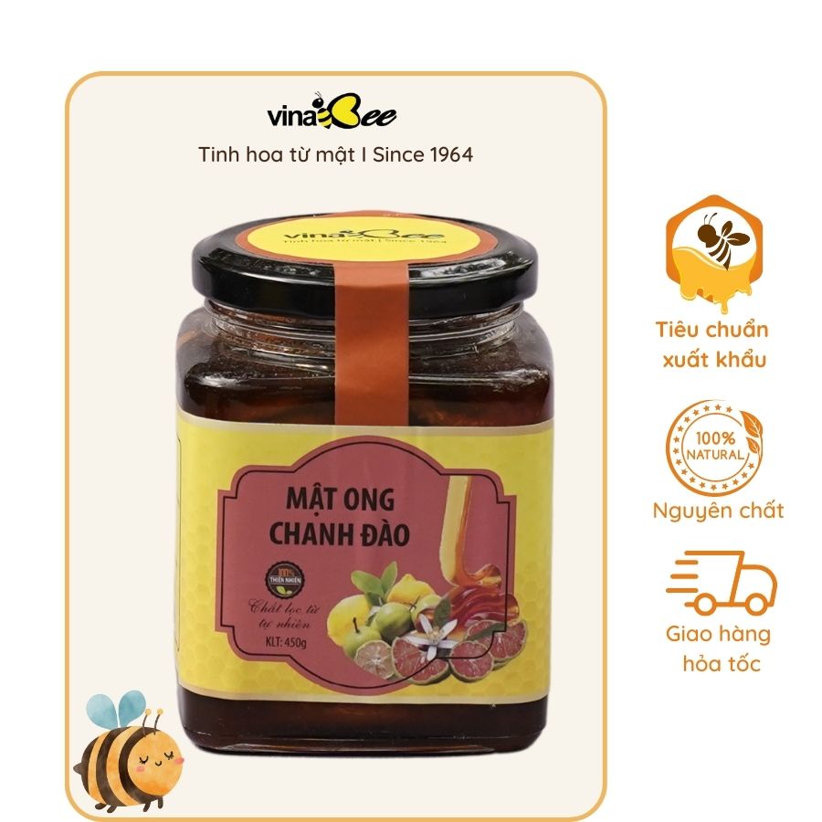 Mật ong chanh đào Vinabee 450g