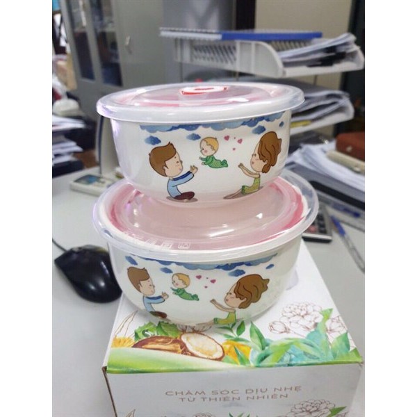 Bộ 2 Thố Sứ Nắp Hút Chân Không