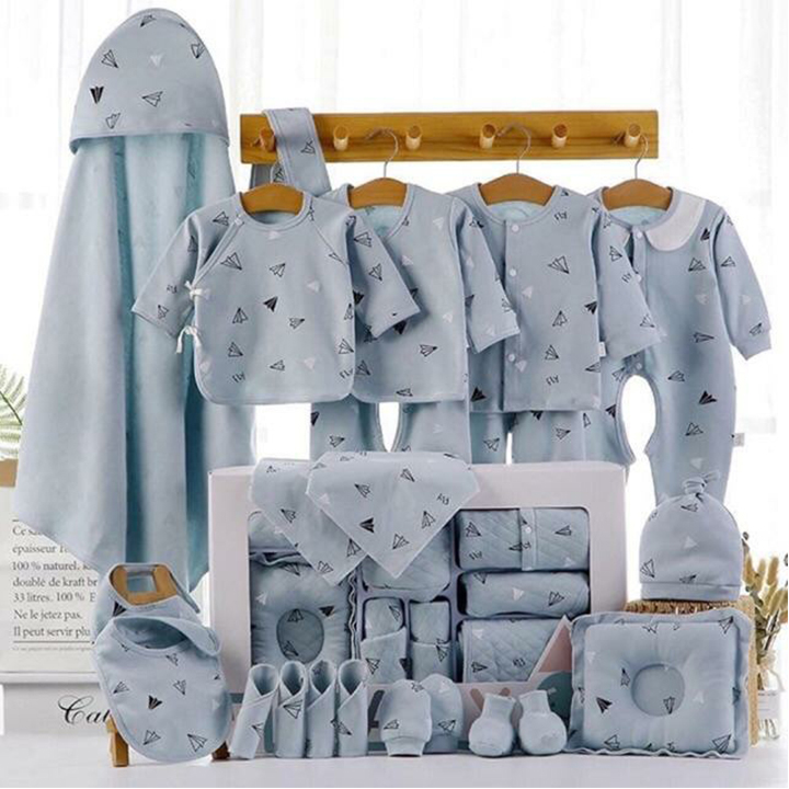 Set đồ sơ sinh quà tặng cho bé 22 chi tiết coton có hộp sang chảnh