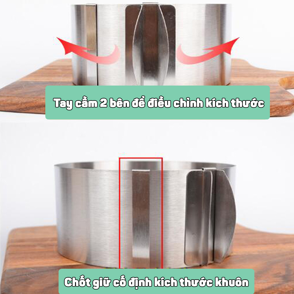 Khuôn ring mousse tròn có thể thay đổi kích thước 16 - 30cm