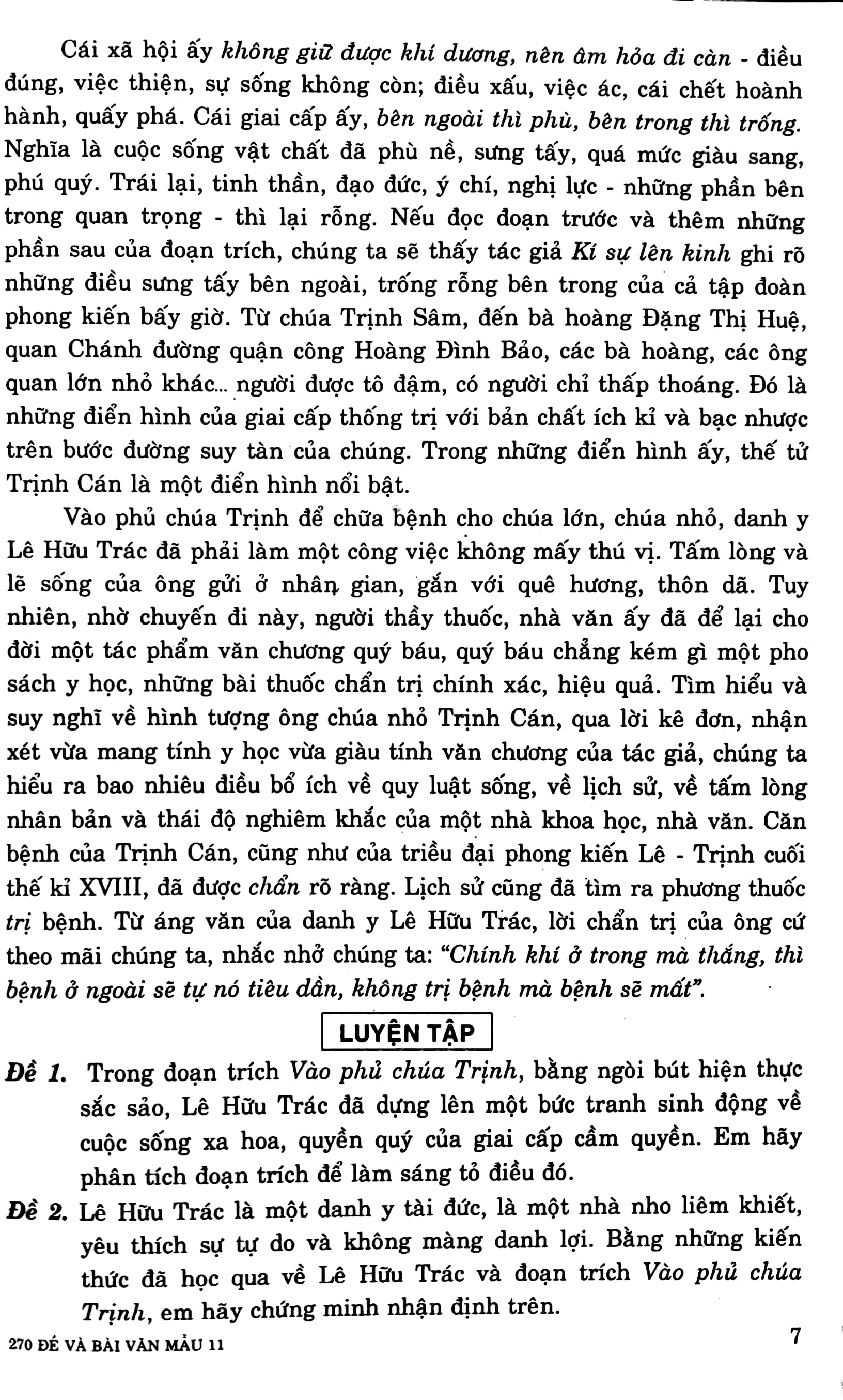 Fahasa - 270 Đề & Bài Văn Mẫu Lớp 11