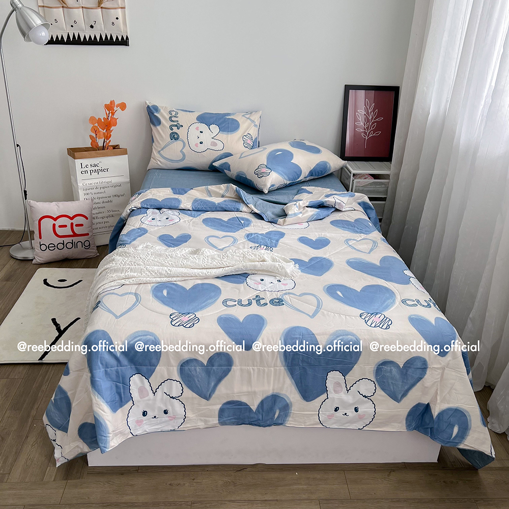 Bộ chăn ga gối chần bông poly cotton REE Bedding đủ size giường nệm PLC171