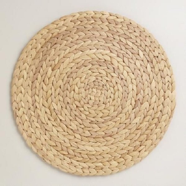 Thảm lót sàn đan lục bình hình tròn Smile Decor phong cách vintage - D80cm