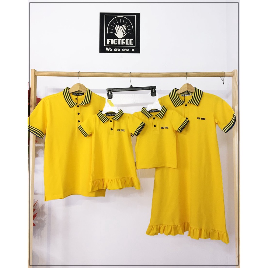 Combo đồ gia đình polo FIG TREE màu VÀNG ( hàng thiết kế đủ size + hình cận cảnh)