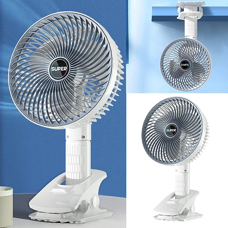 Quạt mini để bàn, kẹp bàn thân cao xoay 360 desktop super có 3 tốc độ quạt cực mát