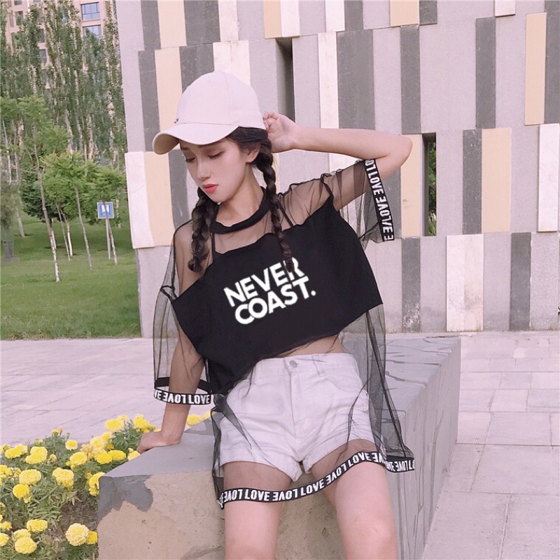 Áo lưới nữ đắp COAST form rộng oversize, phong cách hip hop