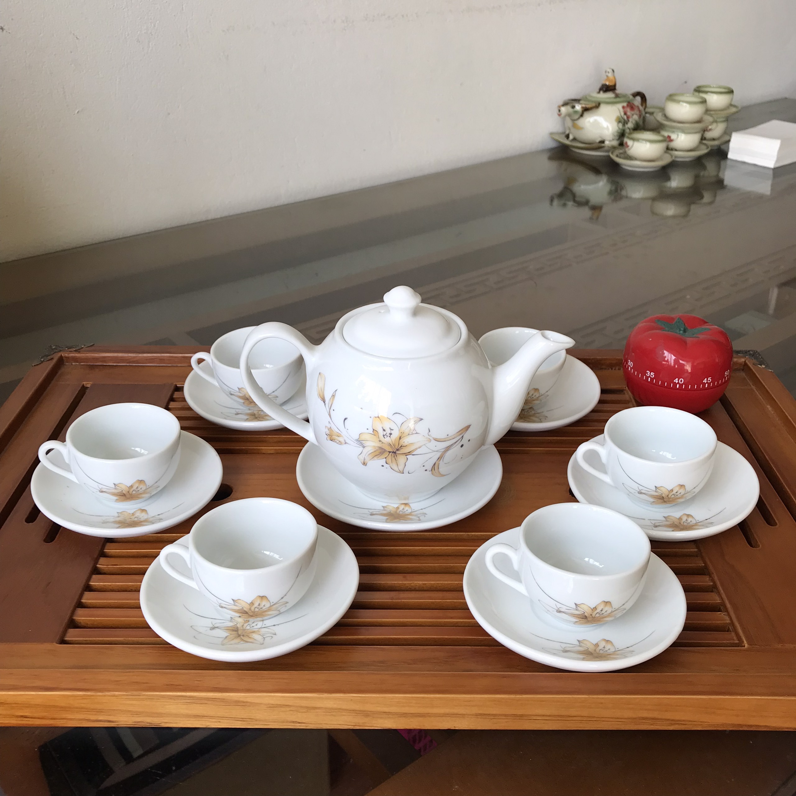 Bộ Ấm Chén Men Mát Bát Tràng Các Dáng GQA10