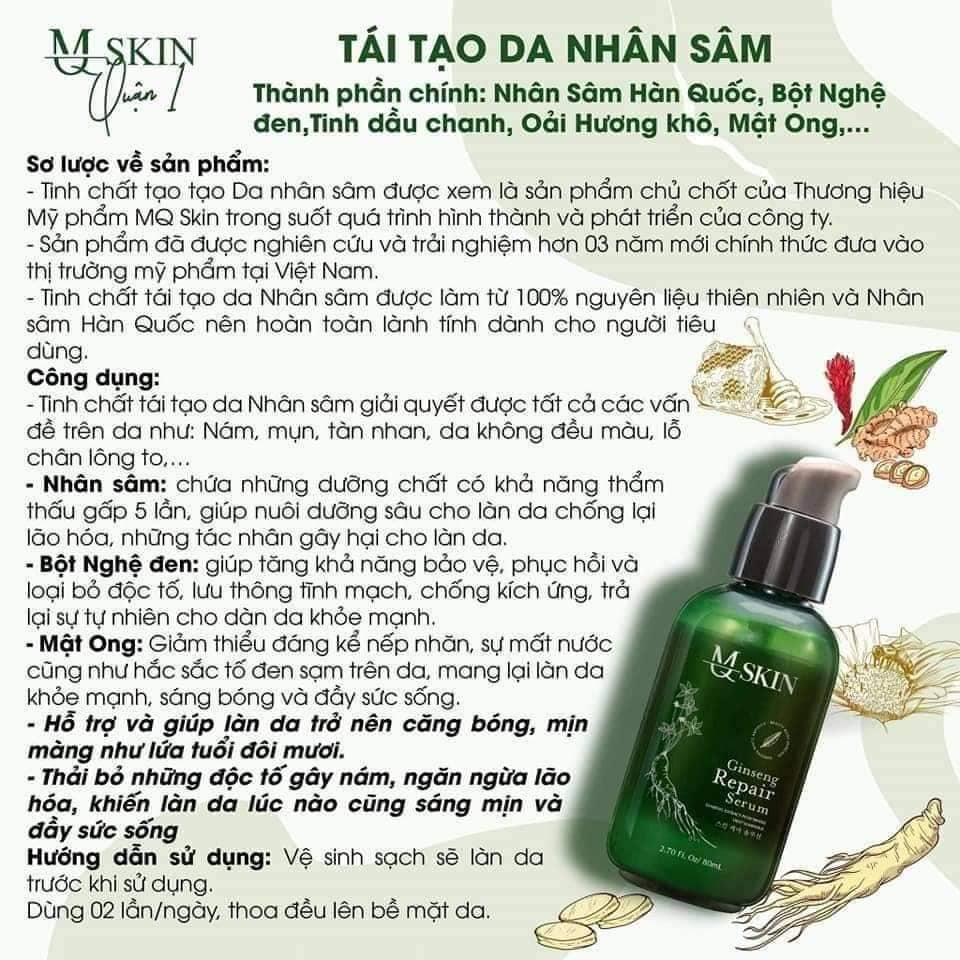 SERUM TÁI TẠO DA NHÂN SÂM MQ SKIN [ xóa mụn nám tàn nhang sẹo rổ ] (80ml)
