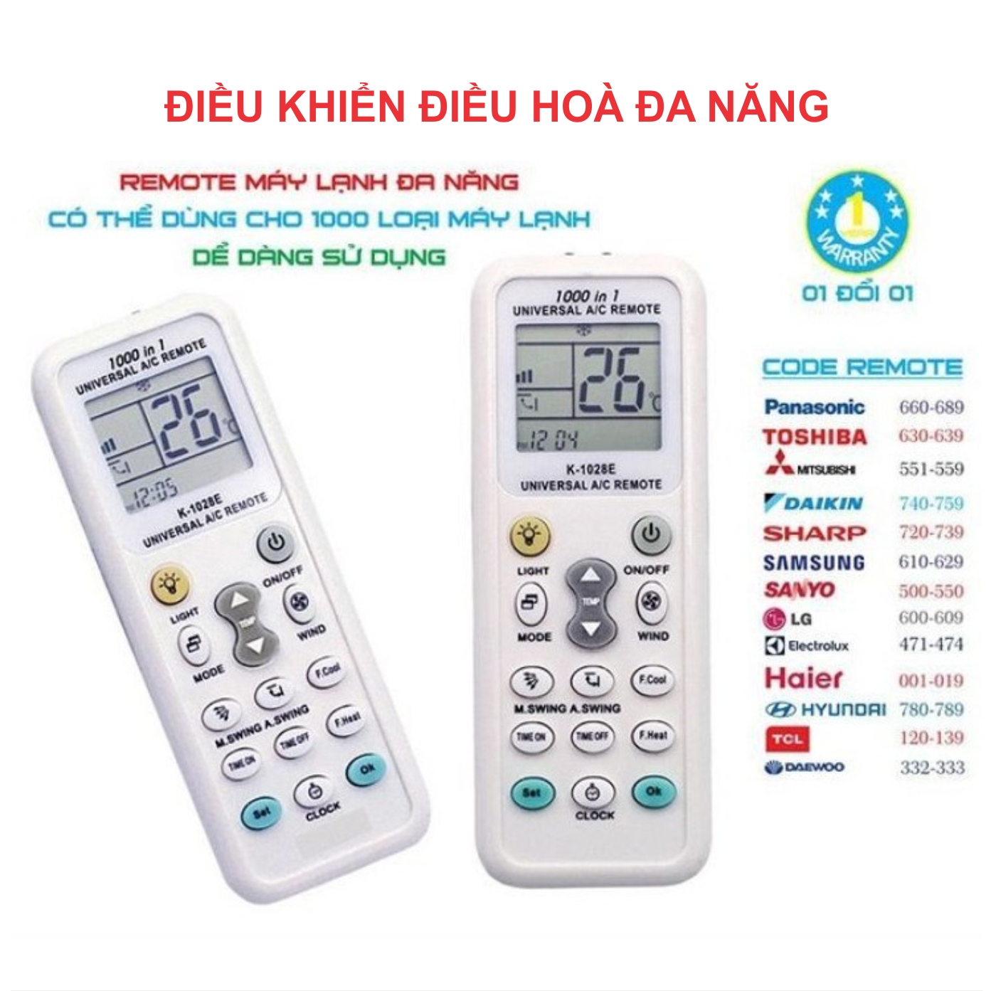 Remote máy lạnh đa năng.
