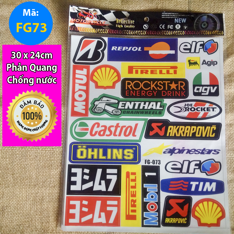 Bộ Tem dán xe Decal Nhiệt Phản Quang sắc nét, Chống thấm