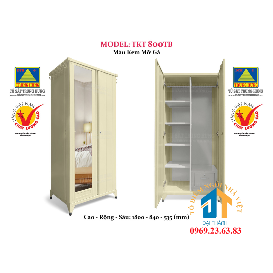 Tủ sắt lắp ráp Trung Hưng TKT 800TB
