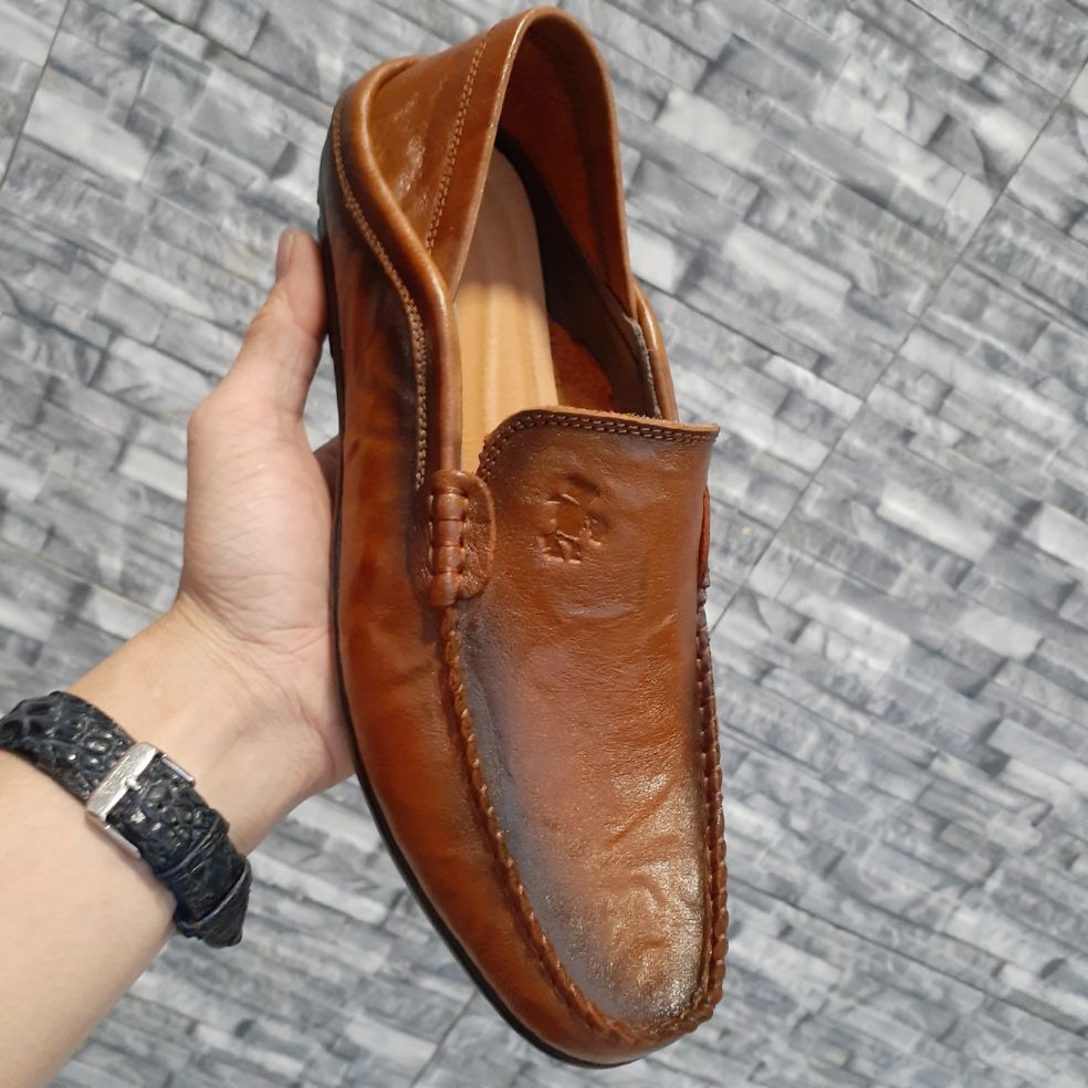 Giầy lười nam da bò cao cấp mềm êm ôm chân mẫu mới giầy da GC35 giầy công sở nam bảo hành 12tháng