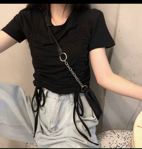 Áo thun croptop rút hai bên cực chất TTSLA0342