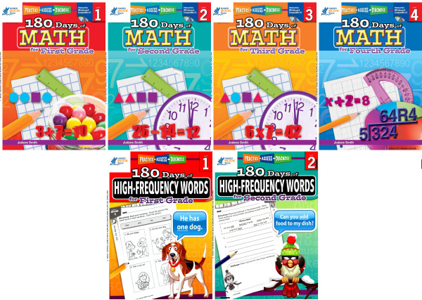 180 Days of Math 1-4 & High Frequency Words 1 -2