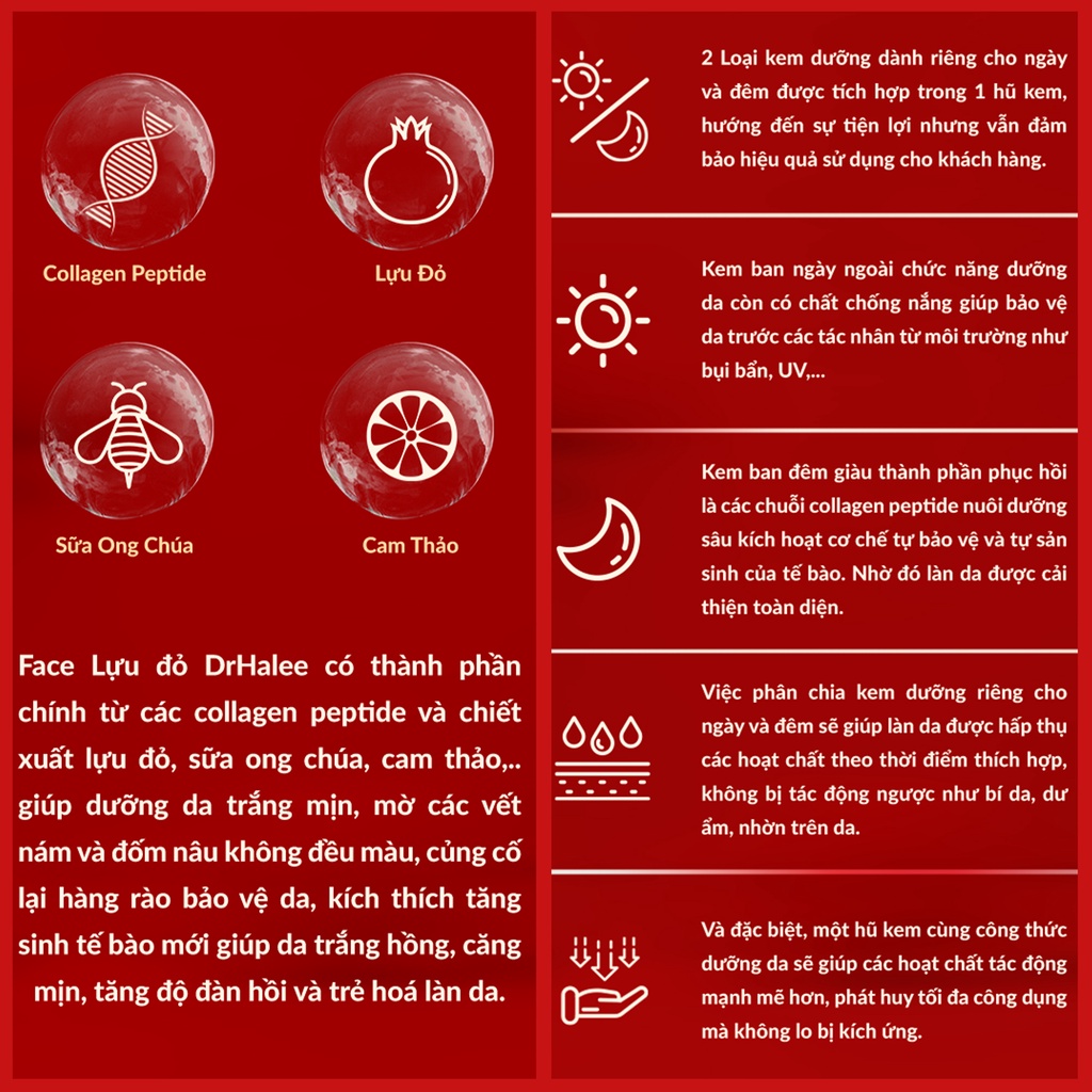 Kem Face Ruby Lựu Đỏ Drhalee