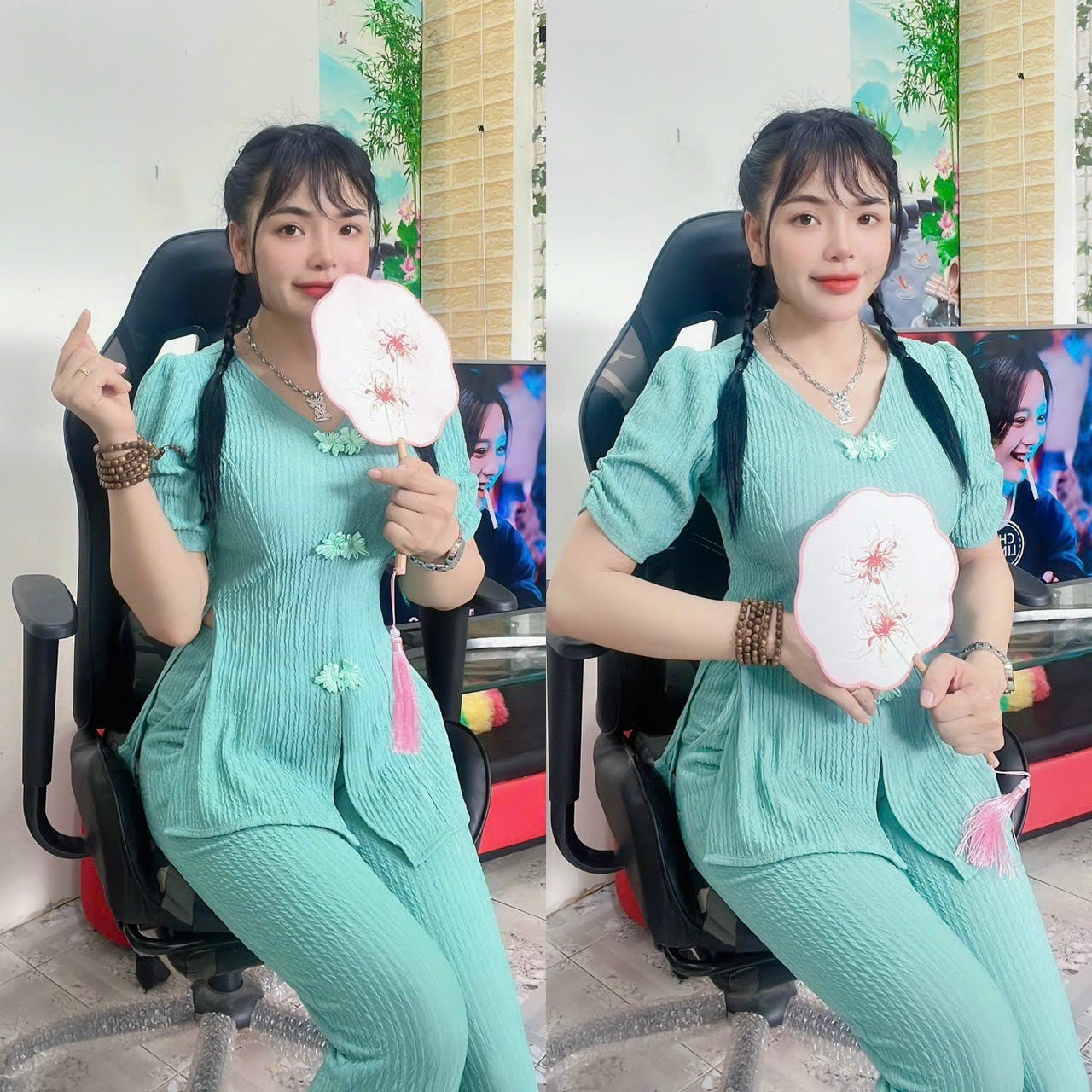 SÉT BỘ THUN XỐP TAY LỠ DỄ THƯƠNG.TX01