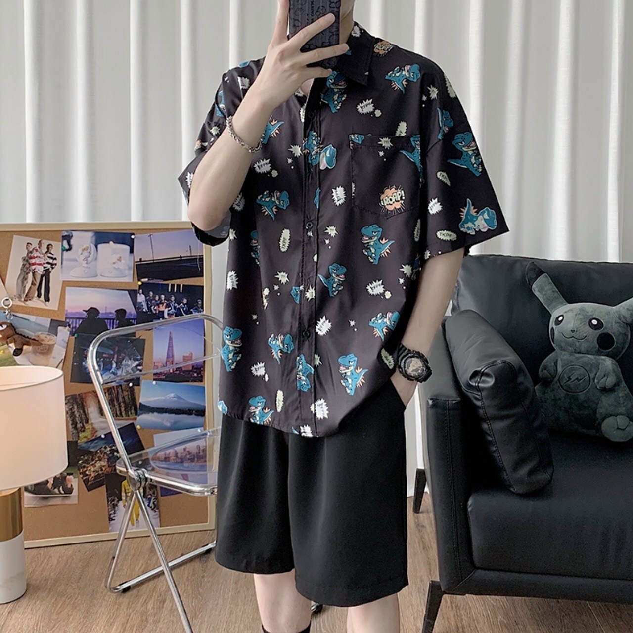 ÁO sơ mi ngắn tay vải voan lụa lịch lãm