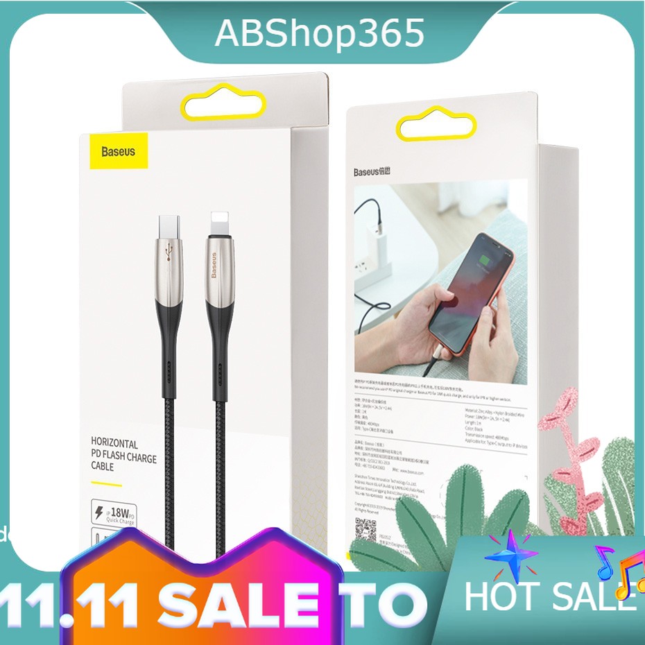 [ PD 20W 1.3m ] Cáp Sạc Nhanh PD Type C to Lightning Baseus water drop Data PD (20W C to iPhone Cable)