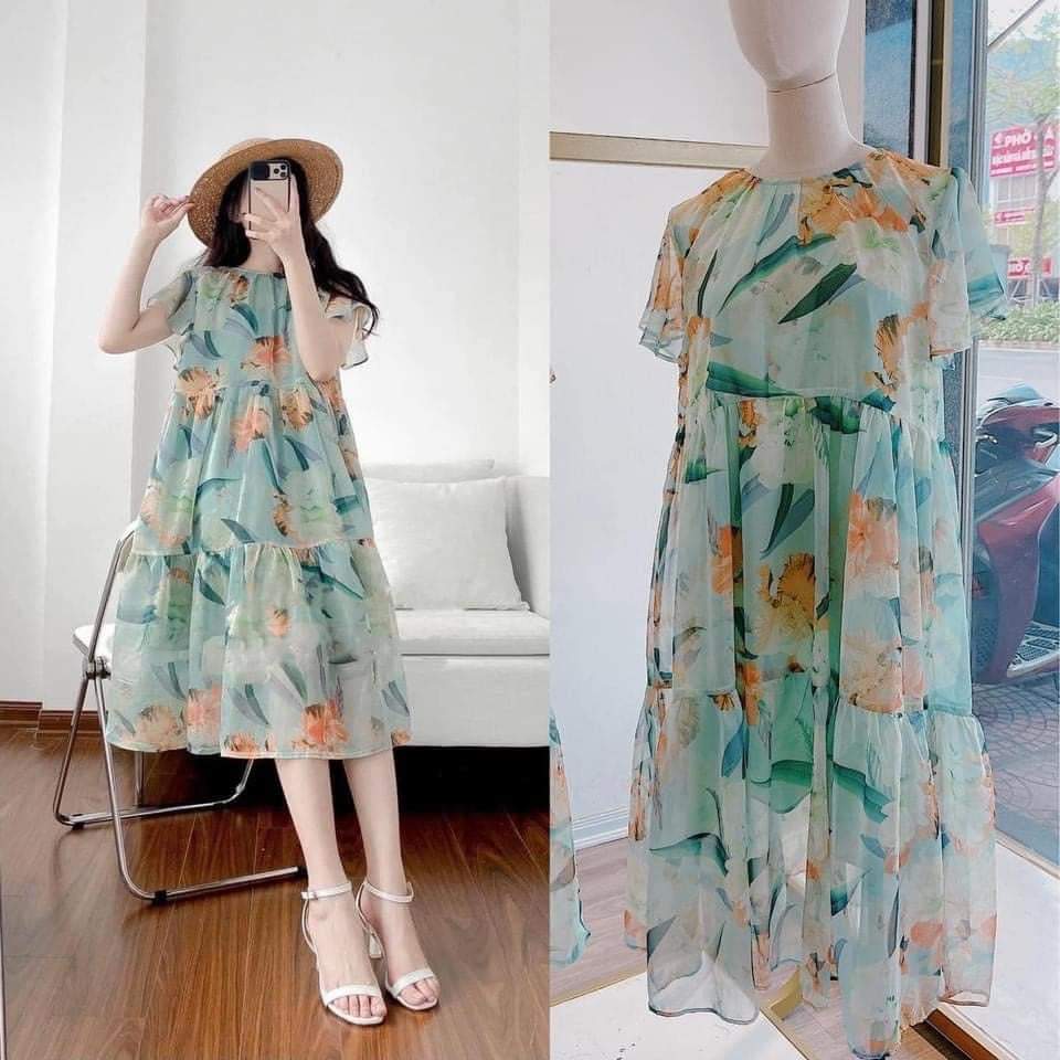 Đầm bầu xinh diện tiệc và sự kiện cho mẹ bầu-Váy Bầu dạ cổ ren dáng suông cho Mẹ Bầu diện Tết - Bauxinh