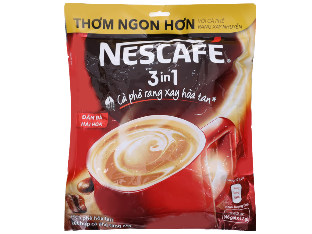 Bịch NESCAFE 3in1 Cafe Rang Xay Hòa Tan - NESCAFE đỏ ( 46 gói X 17g)