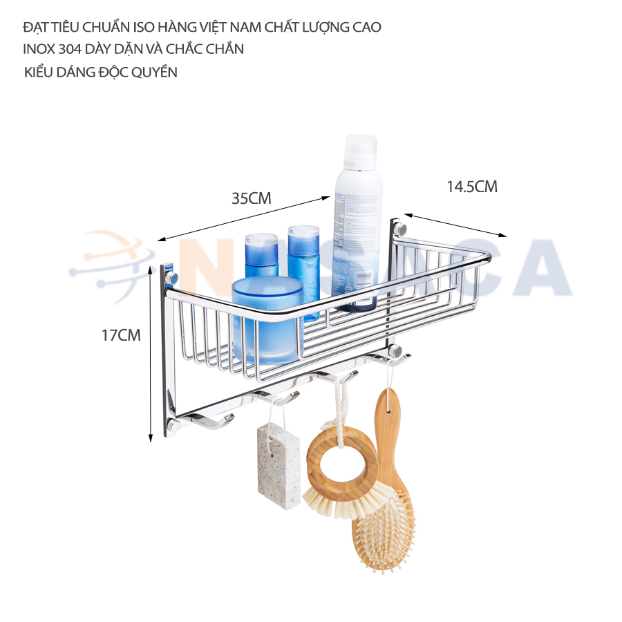 Kệ lưới đa năng có móc TOVASHU 304-LU1 (inox 304 - bảo hành 20 năm)