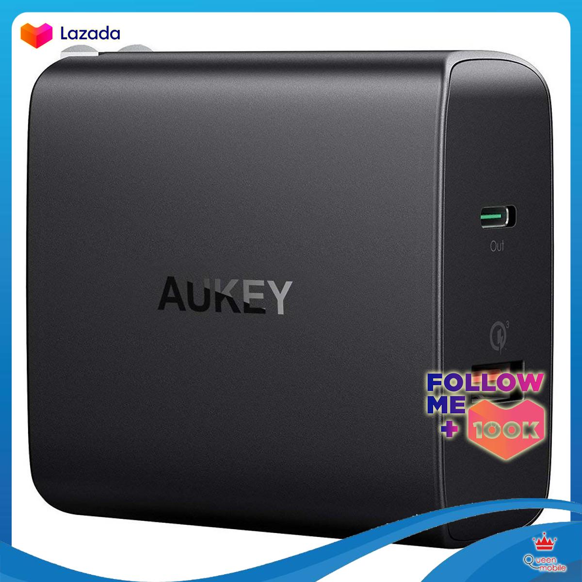 [HCM]Adapter Sạc 2 Cổng 30W Aukey PA-Y11 Tích Hợp Cổng USB Type-C Hỗ Trợ Power Delivery PD 2.0 Và Sạc Nhanh QC 3.0