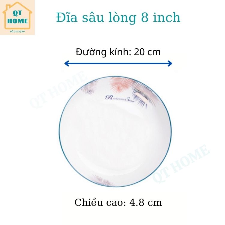 [HCM]Đĩa Sứ Sâu Lòng Dĩa Sứ Màu Xanh Cổ Vịt