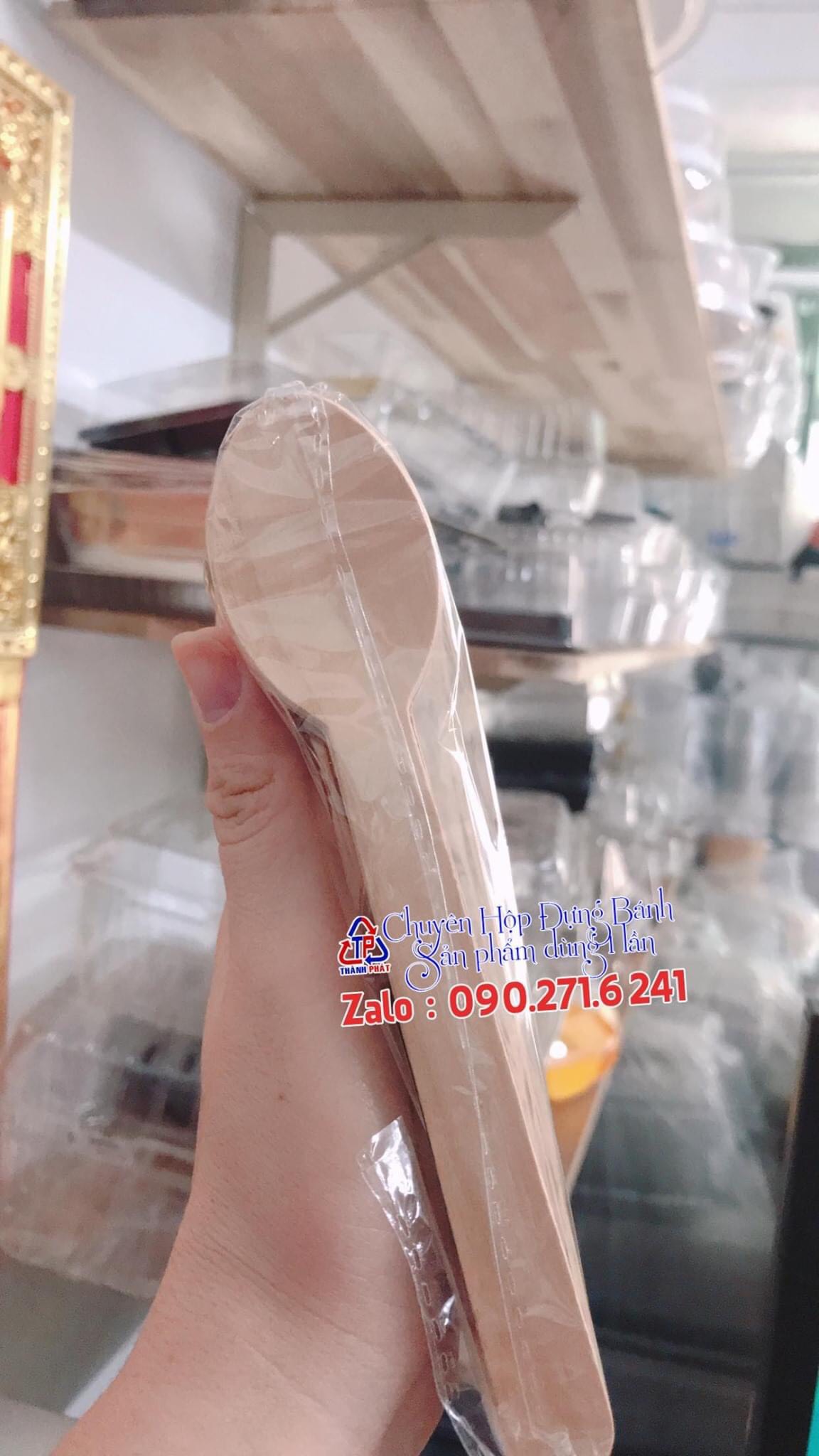 100c Muỗng gỗ lớn 16cm dùng ăn bánh tiramisu - Muỗng gỗ ăn bánh bông lan trứng muối -Muỗng gỗ dùng ăn bánh mousse