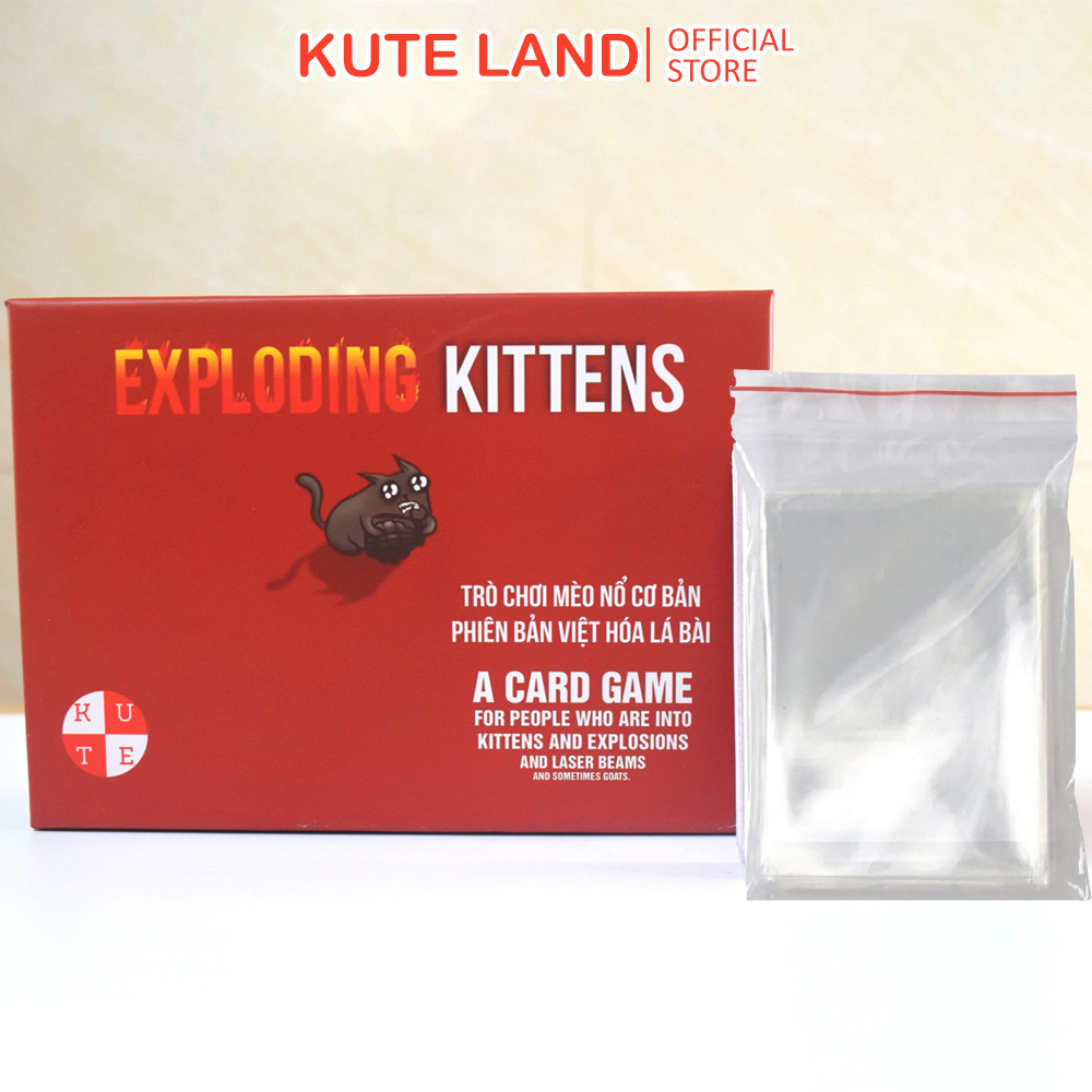 Combo Mèo Nổ Exploding Kittens Board Game Việt Hóa Tặng Kèm 100 Bọc Bảo Vệ Lá Bài
