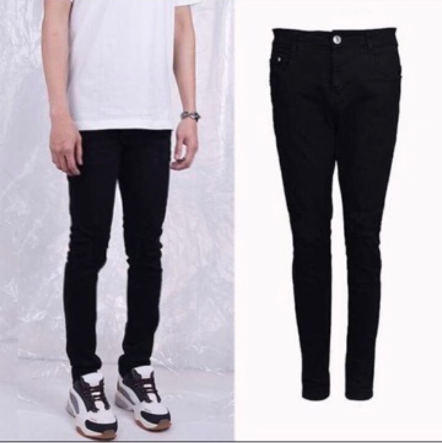 [HCM][Mã FASHIONHOT27 giảm 10K]Quần Jeans Đen Trơn - Rách Gối